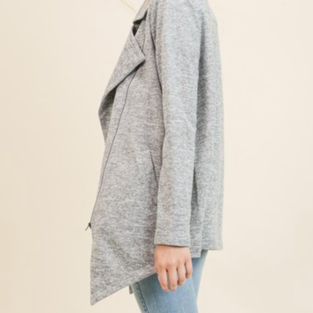 Gray Moto Knit Jacket - Picture 4 of 7